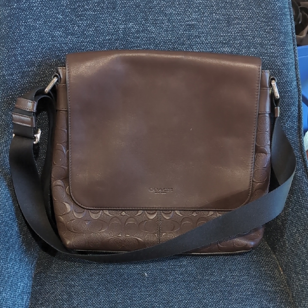 Coach Dark Brown Leather Messenger Bag